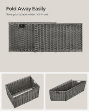 Grey 105L Wicker Laundry Basket with Lid Foldable Design and Removable Liners by Songmics
