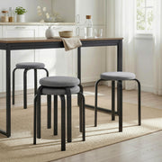 Stackable Stools Set of 4 for Extra Seating with Padded Cushions No Assembly Dark Grey Homcom