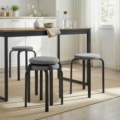 Stackable Stools Set of 4 for Extra Seating with Padded Cushions No Assembly Dark Grey Homcom