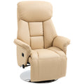 Recliner Chair with Swivel Base and Extendable Footrest for Living Room Comfort Beige