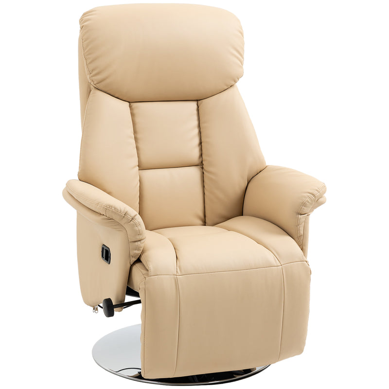 Recliner Chair with Swivel Base and Extendable Footrest for Living Room Comfort Beige