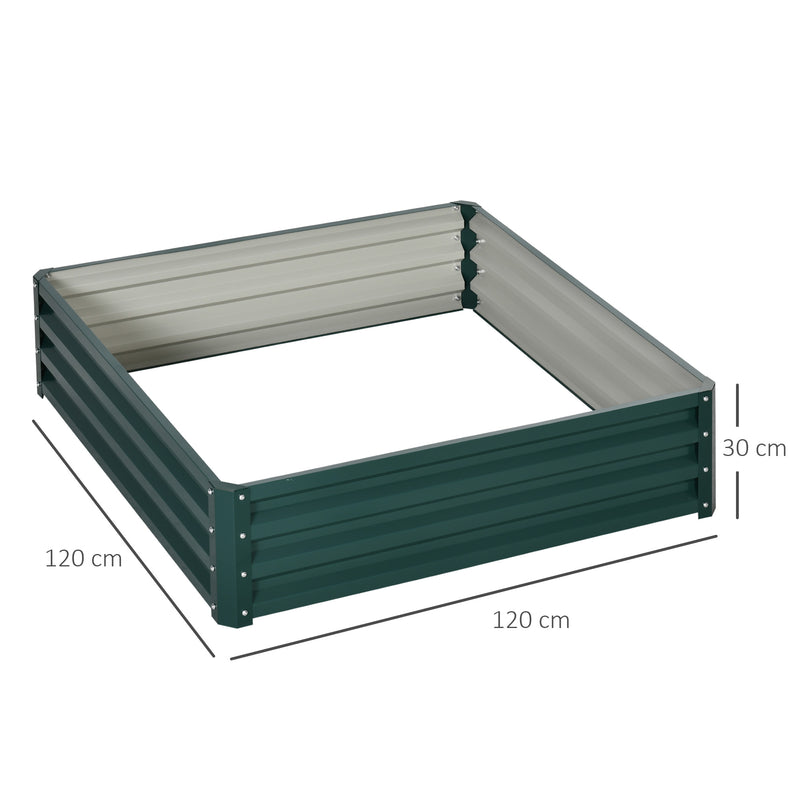 Green Steel Raised Garden Bed 120 x 120cm for Vegetables Herbs and Flowers Outdoors
