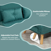 Two Seater Sofa Bed with Linen Look Upholstery Ideal for Guest Rooms or Lounges Green