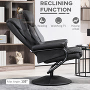 Swivel Recliner Chair with Footstool for Living Room or Office Comfort Steel Base Black