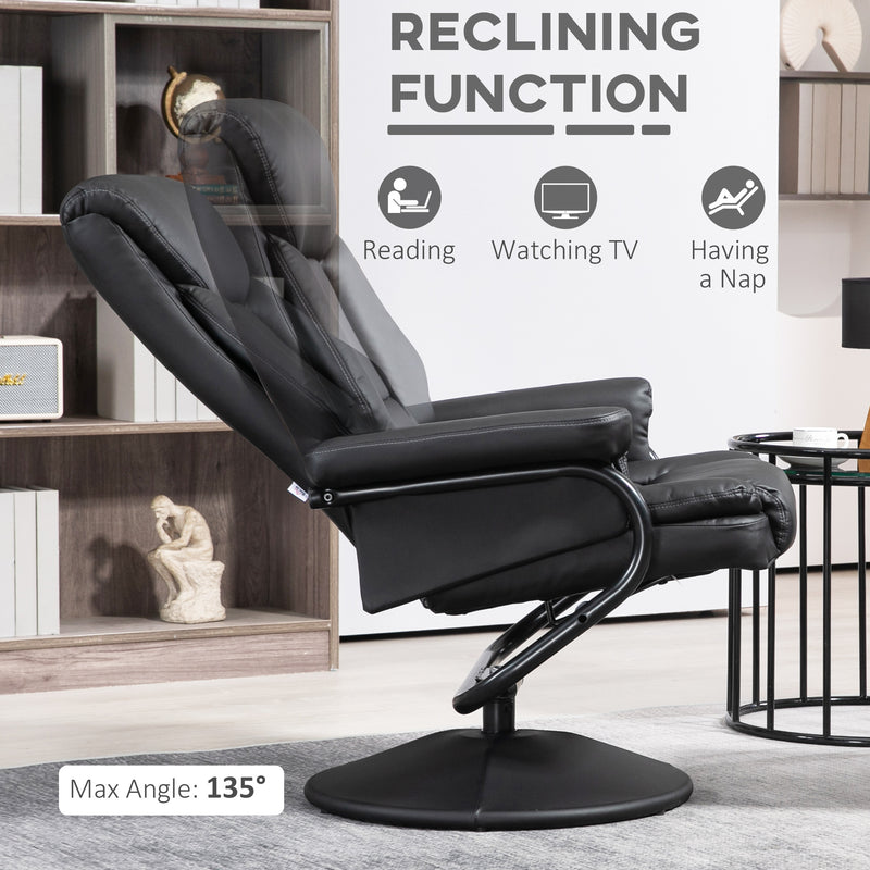 Swivel Recliner Chair with Footstool for Living Room or Office Comfort Steel Base Black