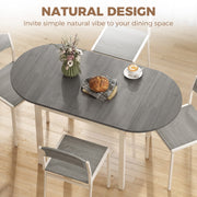 Folding Dining Table for Small Spaces with Drop-Leaf Sides Seats 4 to 6 Grey White Homcom