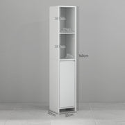 Slim Bathroom Storage Cabinet With Open Shelf For Small Spaces Freestanding, White