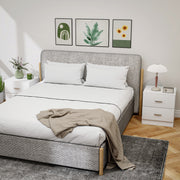 HOMCOM Set of 2 Modern Nightstands, Bedside Tables with 2 Storage Drawers, Accent End Table for Bedroom and Living Room, White AOSOM