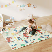 Foldable Waterproof Baby Play Mat for Crawling and Tummy Time Reversible Design Dinosaur AOSOM