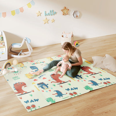 Foldable Waterproof Baby Play Mat for Crawling and Tummy Time Reversible Design Dinosaur AOSOM