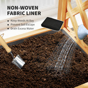 Wooden Raised Garden Bed with Trellis and Liner for Climbing Plants and Flowers by Outsunny