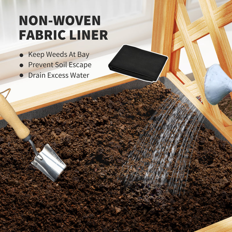 Wooden Raised Garden Bed with Trellis and Liner for Climbing Plants and Flowers by Outsunny