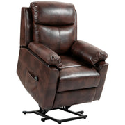 Electric Riser Recliner Chair With 70 Degree Tilt And Faux Leather Upholstery, Dark Brown