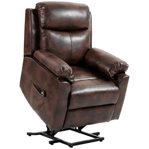 Electric Riser Recliner Chair With 70 Degree Tilt And Faux Leather Upholstery, Dark Brown