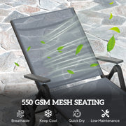 Grey Folding Sun Lounger with Wheels 5 Position Adjustable Reclining Garden Chair by Outsunny