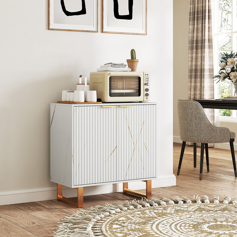 White and Gold Storage Sideboard with Elegant Design by HOMCOM