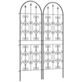 Set of 2 Metal Garden Trellis Panels for Climbing Plants Flowers and Vines 150 x 50 cm by Outsunny