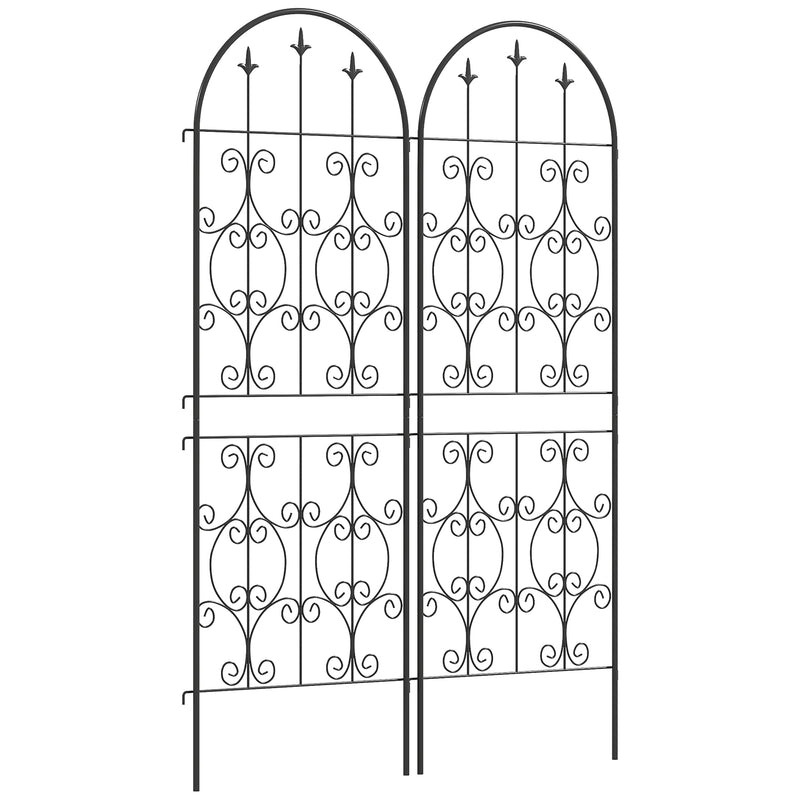 Set of 2 Metal Garden Trellis Panels for Climbing Plants Flowers and Vines 150 x 50 cm by Outsunny