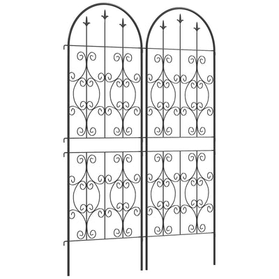 Set of 2 Metal Garden Trellis Panels for Climbing Plants Flowers and Vines 150 x 50 cm by Outsunny