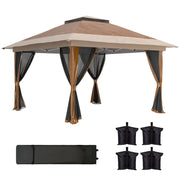 Brown 3.6 x 3.6m Pop Up Garden Gazebo with Mesh Sides for Outdoor Events by Outsunny