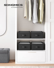 Set of 4 Black Drawer Organisers 42 x 30 x 17 cm for Home or Office Storage by Songmics