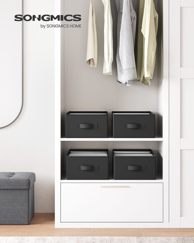 Set of 4 Black Drawer Organisers 42 x 30 x 17 cm for Home or Office Storage by Songmics