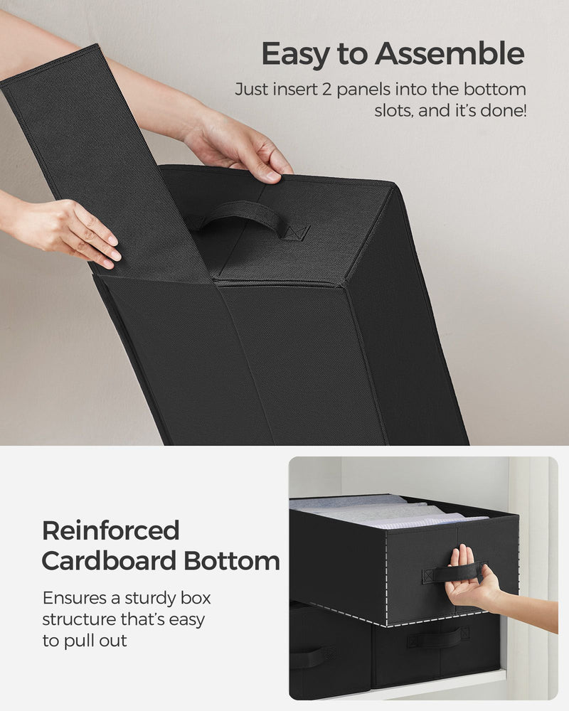 Set of 4 Black Drawer Organisers 42 x 30 x 17 cm for Home or Office Storage by Songmics