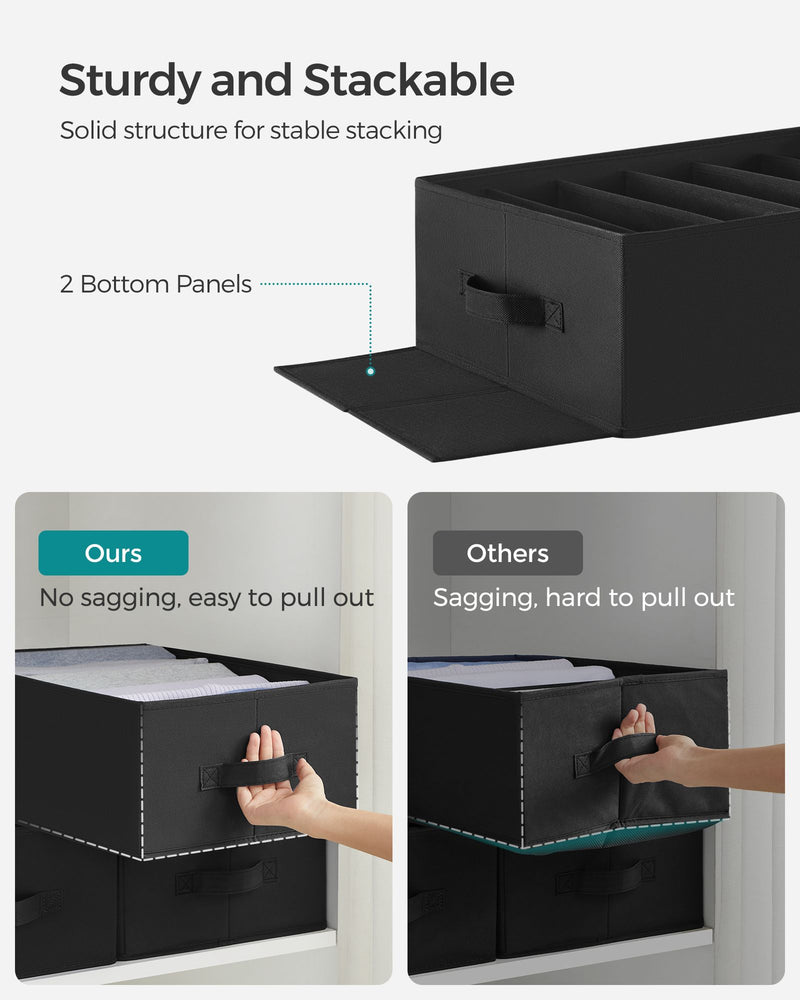 Set of 4 Black Drawer Organisers 42 x 30 x 17 cm for Home or Office Storage by Songmics