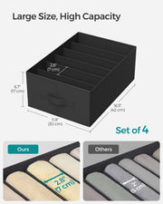 Set of 4 Black Drawer Organisers 42 x 30 x 17 cm for Home or Office Storage by Songmics