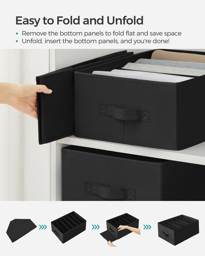 Set of 4 Black Drawer Organisers 42 x 30 x 17 cm for Home or Office Storage by Songmics