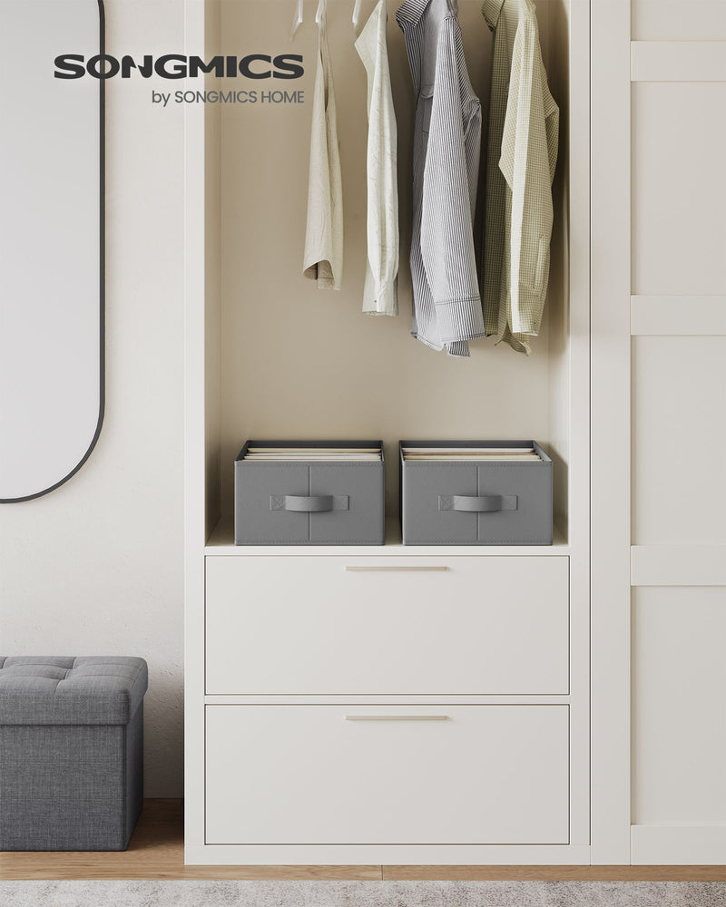 Set of 2 Dove Grey Drawer Organisers 42 x 30 x 17 cm Ideal for Bedroom Storage by Songmics