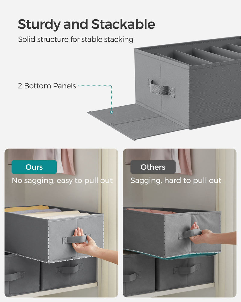 Set of 2 Dove Grey Drawer Organisers 42 x 30 x 17 cm Ideal for Bedroom Storage by Songmics