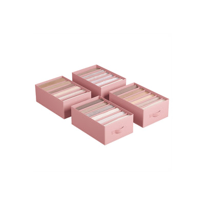 Set of 4 Pink Drawer Organisers with 6 Compartments for Home Storage by Songmics
