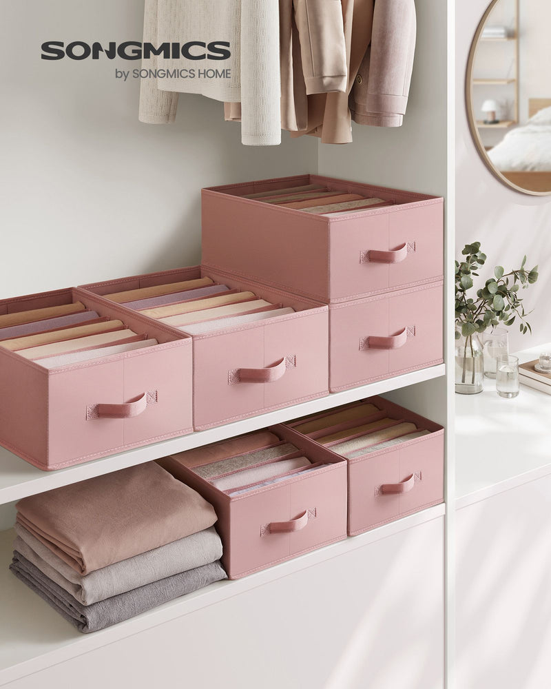 Set of 4 Pink Drawer Organisers with 6 Compartments for Home Storage by Songmics