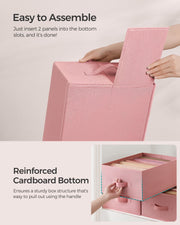 Set of 4 Pink Drawer Organisers with 6 Compartments for Home Storage by Songmics