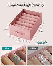Set of 4 Pink Drawer Organisers with 6 Compartments for Home Storage by Songmics