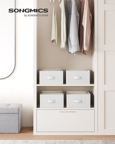Set of 4 White Drawer Organisers 42 x 30 x 17 cm for Bedroom or Office Storage by Songmics