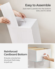 Set of 4 White Drawer Organisers 42 x 30 x 17 cm for Bedroom or Office Storage by Songmics