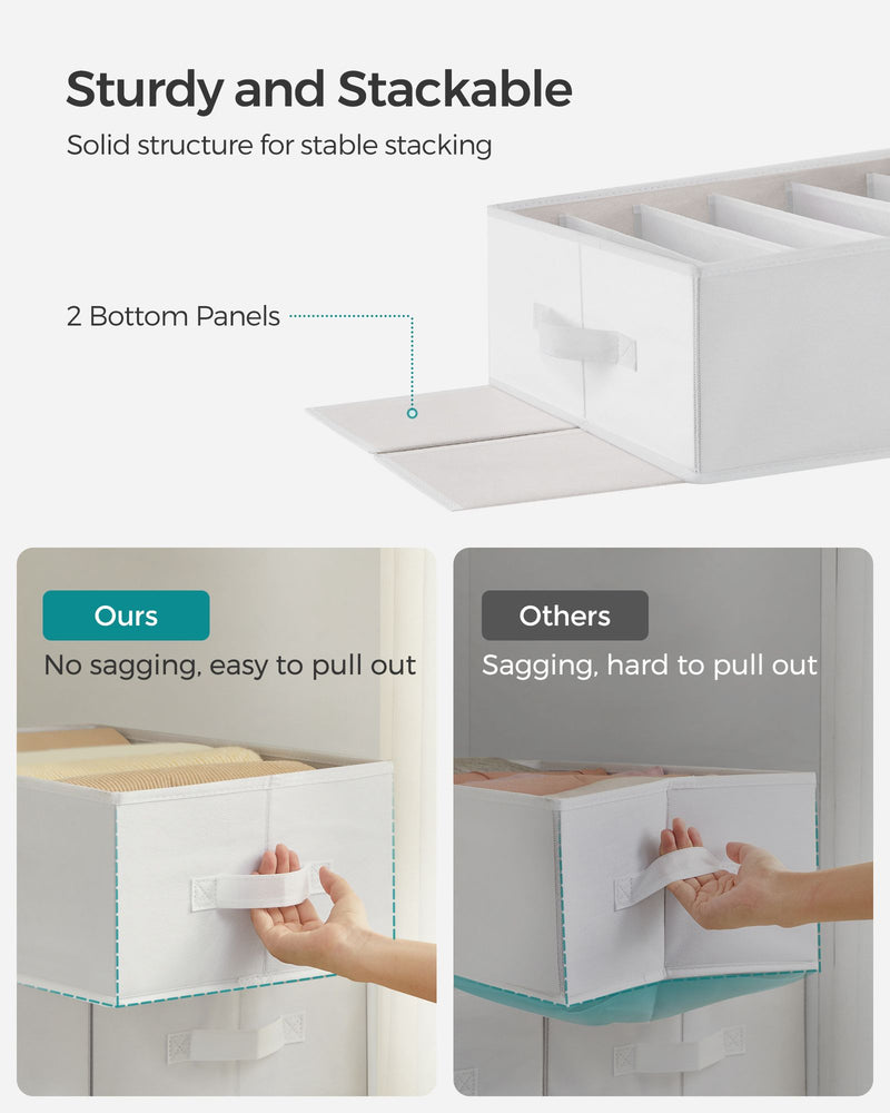 Set of 4 White Drawer Organisers 42 x 30 x 17 cm for Bedroom or Office Storage by Songmics