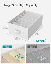 Set of 4 White Drawer Organisers 42 x 30 x 17 cm for Bedroom or Office Storage by Songmics