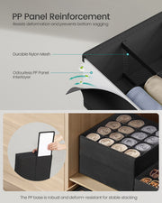 Set of 4 Black Drawer Organisers with 80 Compartments for Clothes and Accessories by Songmics
