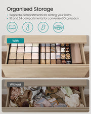 Set of 4 Black Drawer Organisers with 80 Compartments for Clothes and Accessories by Songmics