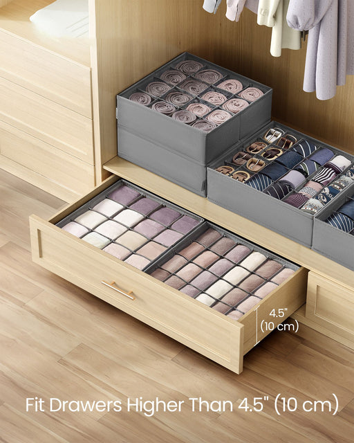 Set of 4 Drawer Organisers with 80 Compartments in Dove Grey for Home Storage by Songmics