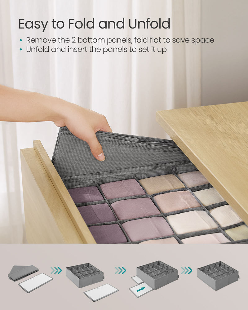Set of 4 Drawer Organisers with 80 Compartments in Dove Grey for Home Storage by Songmics