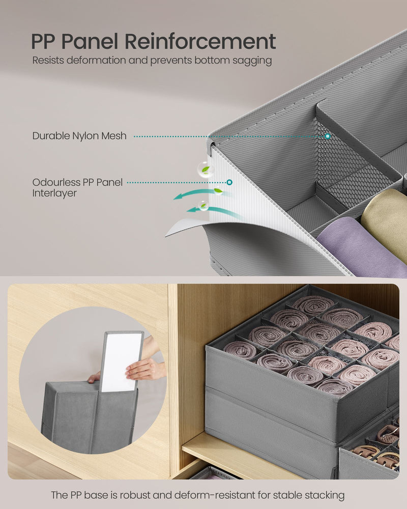 Set of 6 Dove Grey Drawer Organisers with 120 Compartments for Home Storage by Songmics