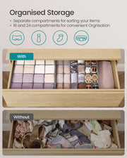 Set of 6 Dove Grey Drawer Organisers with 120 Compartments for Home Storage by Songmics