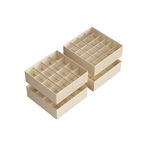 Set of 6 Beige Drawer Organisers with 120 Compartments for Storage and Organisation by Songmics
