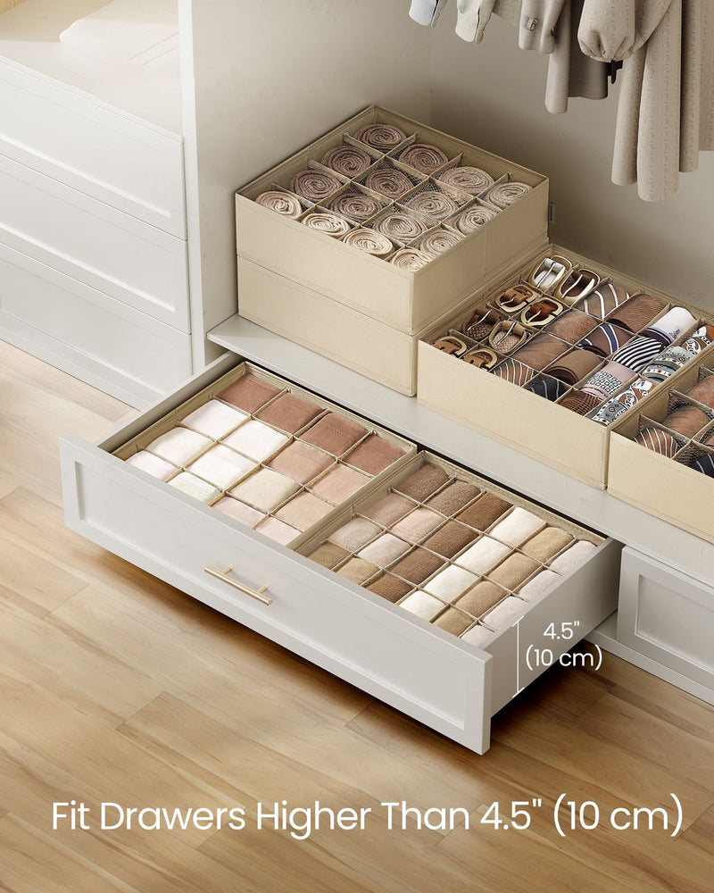 Set of 6 Beige Drawer Organisers with 120 Compartments for Storage and Organisation by Songmics