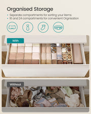 Set of 6 Beige Drawer Organisers with 120 Compartments for Storage and Organisation by Songmics