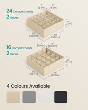 Set of 6 Beige Drawer Organisers with 120 Compartments for Storage and Organisation by Songmics